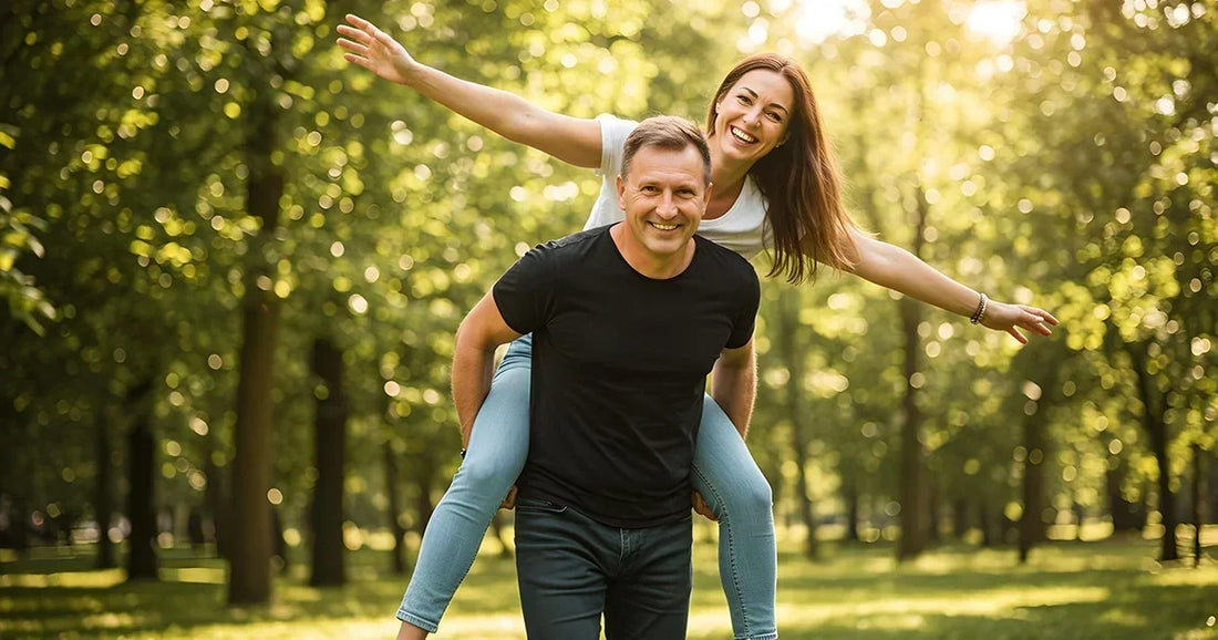 Pareja de hombre y mujer en parque