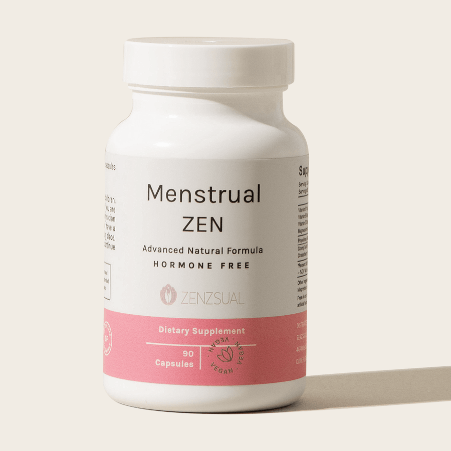 Menstrual Zen con Glicinato de Magnesio - Alivio Natural Para Síntomas Menstruales y PeriMenopausia. - Zenzsual 