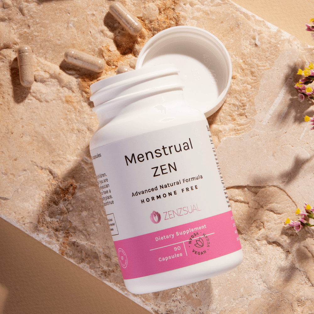 Menstrual Zen con Glicinato de Magnesio - Alivio Natural Para Síntomas Menstruales y PeriMenopausia. - Zenzsual 